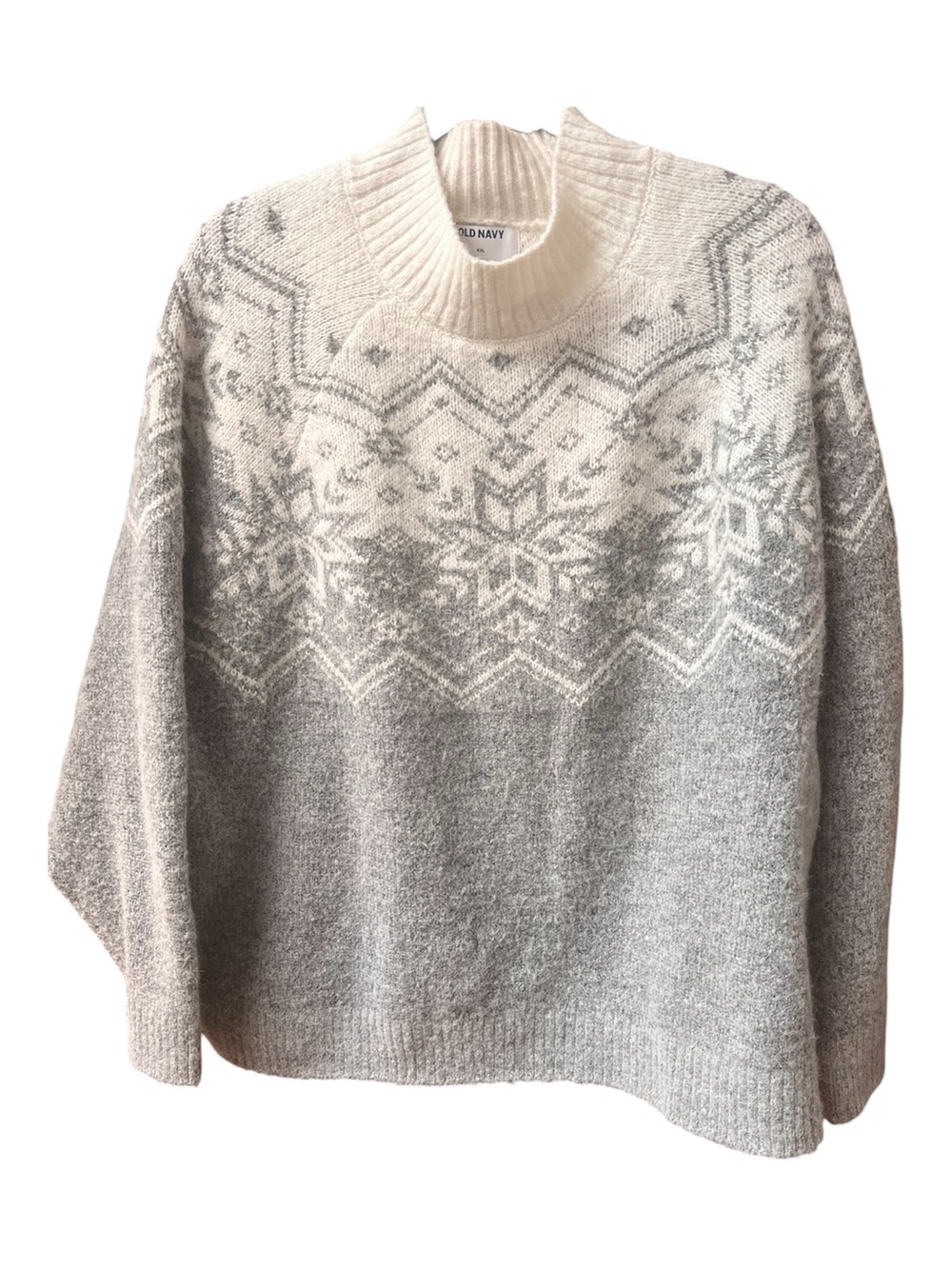 Old Navy Gray Fair Isle Mock Neck Sweater 2XL